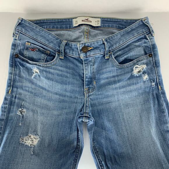 Hollister Low Rise Skinny Womens Jeans Size 7R Distressed - Picture 12 of 15